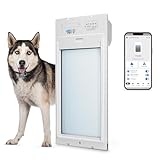 Power Pet Automatic ROLL UP Door by High Tech Pet Brand, Motorized Panel Rolls Up, Pet Collar Operated, Manual & WiFi App Control, Security Lockout Panel, 24/7 Exit & Entry Timers (Large, Door Mount)
