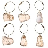 [COVANK] 全6種セット 透明アクリル製 猫の毛 キーホルダー ペットの毛 キーホルダー キーチェーン付き 猫の毛 カートーンスタイル 愛猫家のための便利でおしゃれな小物 紛失防止 かわいい 記念品 ディスプレイケース 贈り物