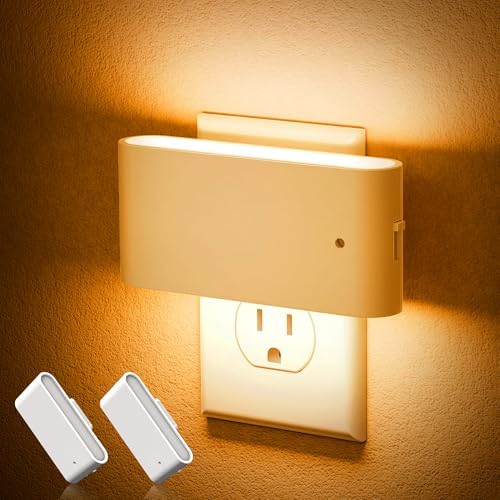 JandCase LED Night Lights Plug into Wall, Amber Night Light with Dusk to Dawn Light Sensor, Dimmable Night Light Plug in [2 Pack], 1800K Amber Nightlight for Bedroom Hallway Kids Room Kitchen
