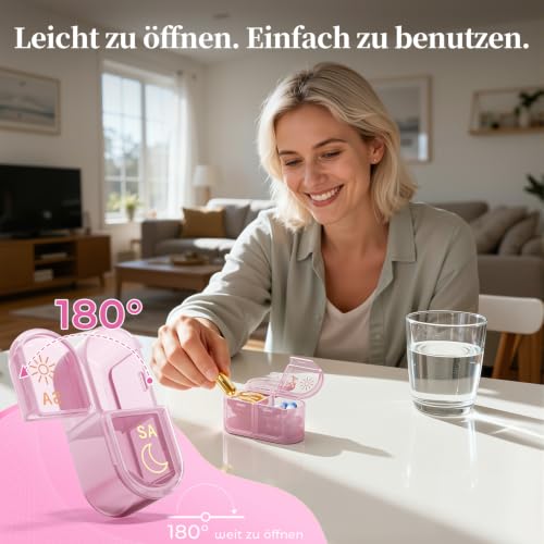 Betife Tablettenbox 7 Tage Morgens Abends, Pillendose Klein für Unterwegs – Ansicht 3