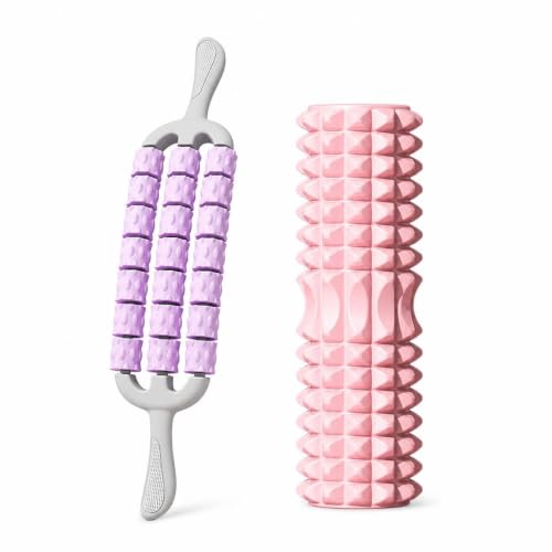 Rodillo masaje muscular flexible y rodillo de yoga rosa para masaje corporal y automasaje