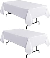 sancua 2 Pack 60x102 Inch White Rectangular Tablecloth for 6ft Tables - Stain Wrinkle Resistant Polyester Covers for Parties Camping Dining