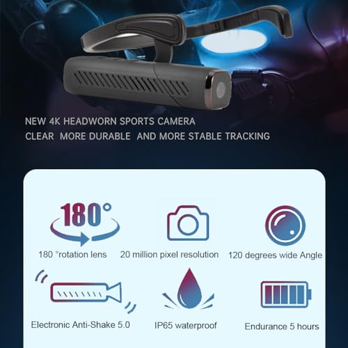 XRC TECH Câmera de vídeo montada na cabeça 4K câmera de vídeo vestível gravador anti-tremulação câme