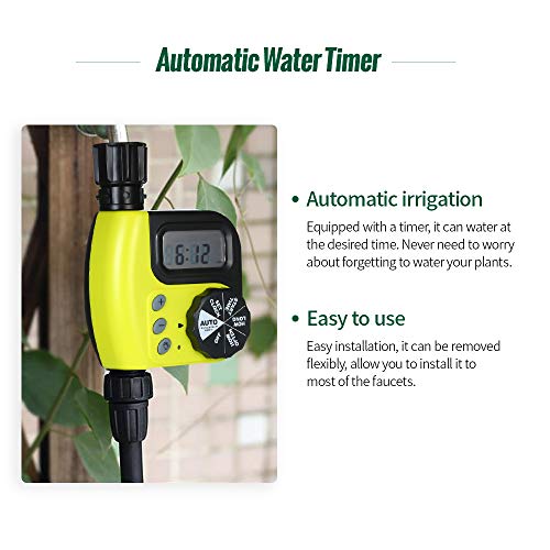 KKmoon Irrigation Timer, Automatic Water Timer Outdoor Garden Irrigation Controller 1-Outlet Programmable Hose Faucet Timer Garden Automatic Watering Device Without Battery