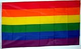 hohe Farbbrillianz! Qualitäts Fahne Flagge Regenbogen Rainbow 90 x 150 cm mit verstärktem Hissband