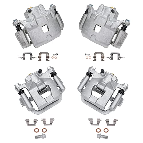 Image of Detroit Axle - 4pc Brake Calipers for 02-06 Nissan Altima, 4 Front and Rear Disc Brake Calipers 2002 2003 2004 2005 2006 Replacement