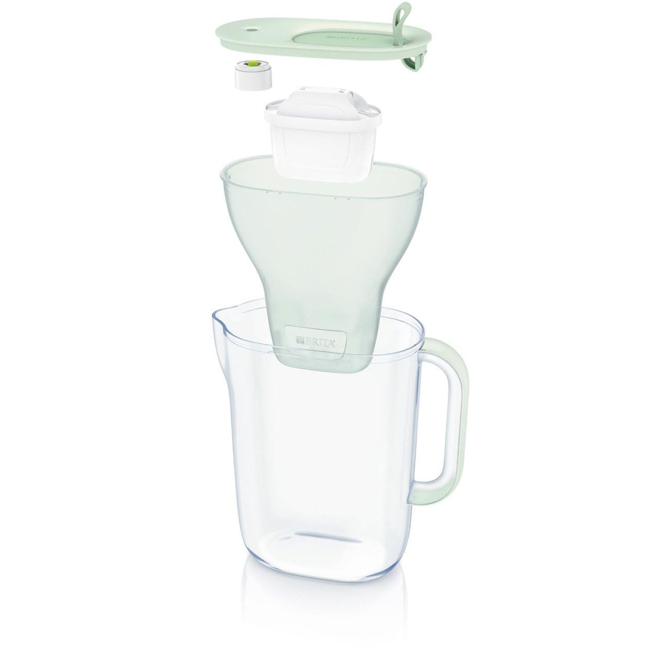 BRITA Carafe filtrante à eau Style Eco Vert (2,4 l) avec 1 cartouche Maxtra Pro All-in-1 – Filtre à eau durable au design moderne pour réduire le calcaire, le chlore, le plomb et les impuretés