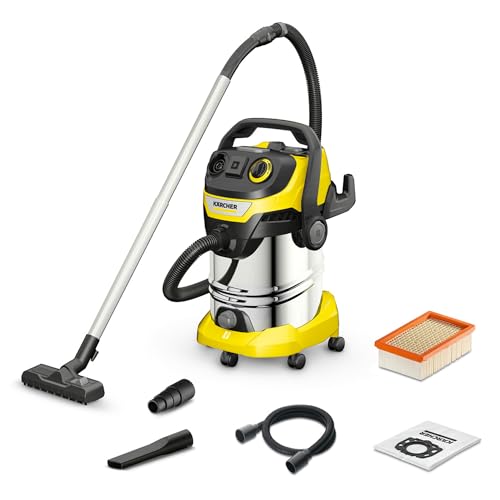 KÄRCHER Wet and Dry vacuum cleaner WD 6 P Premium blower function 1 300 W stainless steel container: 30 l suction hose: 2.2 m extension hose power outlet drain screw floor and crevice nozzle