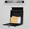 Ydocabinit Wall Mount Mailbox with Key Lock, Large Capacity Locking Mailbox for Outside, Galvanized Steel Cover and Rust-Proof Metal Post Box, 14.6x14.6x4.3 Black, MD002B