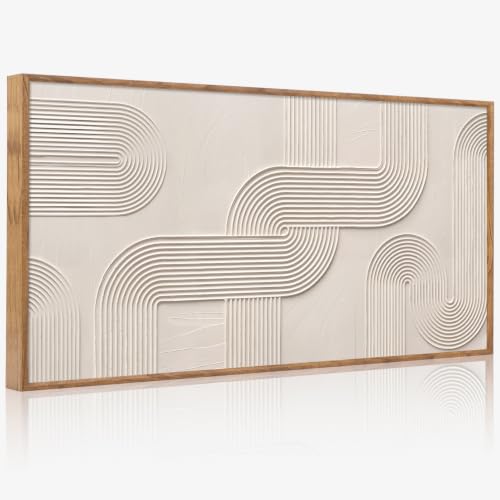 Image of CHDITB 3D Horizontal Geometric Arch Wall Art, Neutral Impasto Wall Decor