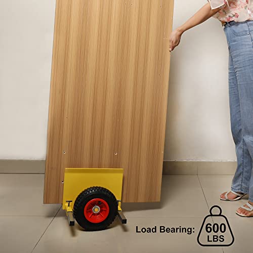 Heavy Duty Panel Dolly, Adjustable Door Dollys With Wheels, 2 8" Pneumatic Wheels 600Lbs Load Bearing For Drywall Sheet Heavy Appliance&Material Handling All Terrain Moving Cart Panel Dolly - Yellow #TOP7
