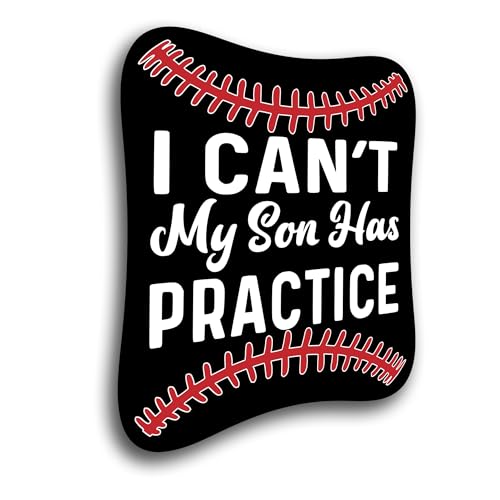 I Can't My Son Has Baseball Practice Vinyl Decal Sticker – White on Black – 5 Inch – KCD2695 – Funny Sports Mom Car Truck SUV Laptop Wall Cup