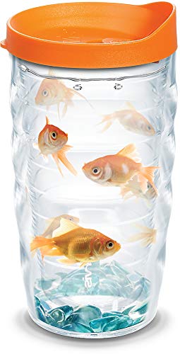 Tervis 1070379 Goldfish Insulated Tumbler with Wrap and Orange Lid, 10 oz, Clear