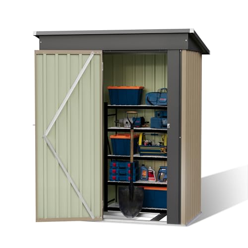 Image of Patiowell 5x3 FT Outdoor Storage Shed with Floor Frame, Small Metal Sheds