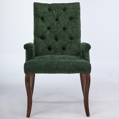 Sillón Chenille Verde con Respaldo Alto y Cojín miniatura 3