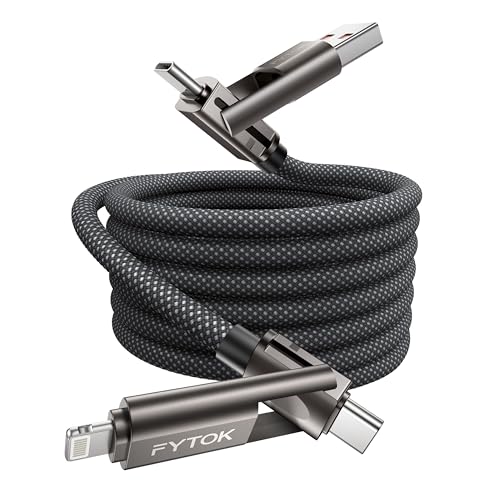 USB C Cable Fast Charging 60W iPhone Charger Cable 6FT, [Apple MFi Certified] USB to USBC to Lightning Cable 4 in 1 Charging Cable with Type C/USB A for iPhone 17/16/15/14/13/12/iPad/Android/MacBook