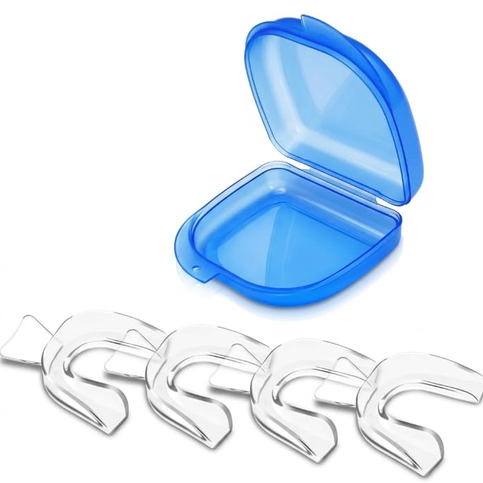 Protector Dental para Dormir 4 Piezas Férula de Descarga Transparente Moldeable con Caja Alivio Rechinamiento de Dientes para Hombre Mujer Protector Bucal Incoloro Ajuste Personalizado