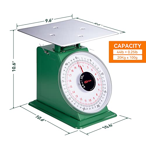 Tada 44Lb / 20Kg Heavy Duty Portion-Control Mechanical Kitchen And Food Scale Industrial Dial Scale With Stainless Steel Platform #TOP3