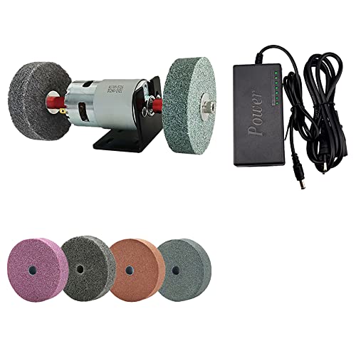 Aitoserlea DIY Bench Grinder, Two-Axis High Torque 775 Motor Grinding Wheel Micro Sharpening Polishing Machine Knife Sharpener Set