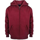 Yasumond Hoodies for Boys Sherpa Lined Zip Up Heavyweight Fleece Plain Kids Sweatshirts Wine