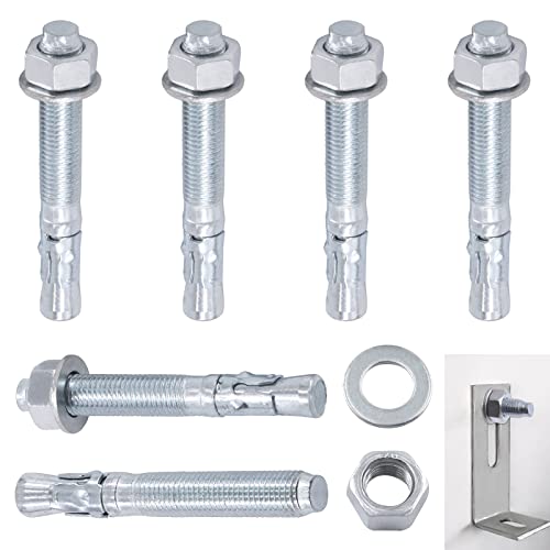 Swpeet 6Pcs 3/4" X 6" Zinc Plated Heavy Duty Wedge Anchor Assortment Kit, Carbon Steel Screws And Lag Bolts Wedge Anchor Fastener Perfect For Cement And Concrete Structural Anchorage Only #TOP16
