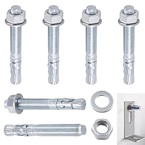 Swpeet 6Pcs 3/4″ x 6″ Zinc Plated Heavy Duty Wedge Anchor Assortment Kit, Carbon Steel Screws and Lag Bolts Wedge Anchor Fastener Perfect for Cement and Concrete Structural Anchorage Only