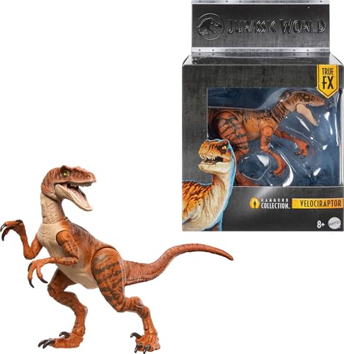 Mattel Jurassic World Hammond Collection with Human and Dinosaur Action Figure Atrociraptor Tiger Premium Movie Design Glass Eyes & 13 Points of Articulation JDJ09
