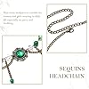 Fashband Chaîne de tête bohème style ctystal avec perles vertes, accessoire de cheveux vintage pour mariage pour femmes et filles #3