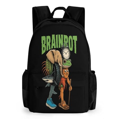 Italian-Brainrot Merch Backpack With Pocket Italian-Brainrot Meme Travel Backpack 42x30.5cm