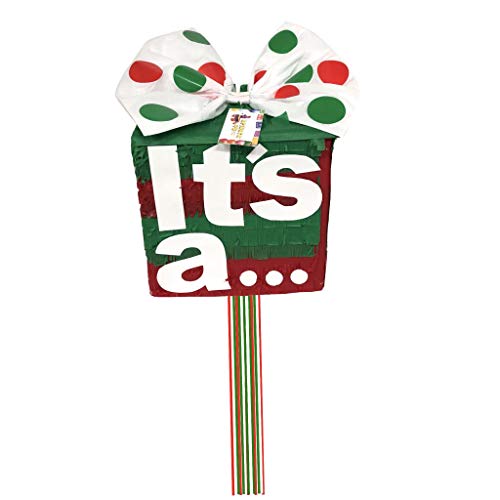 It\'s a...Gender Reveal Pull Strings Pinata Christmas Theme Oh Baby Christmas Gender Party Mom To Be Red Gren Color Boy Or Girl He or She
