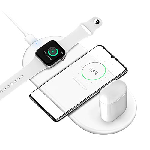 UNIGEN UNIDOCK 310 3-in-1 Qi Wireless Charging Pad Compatible with iPhone 14/13/12/11/11 Pro/11 Pro Max/X/XS/XR Samsung Phone | Air-Pods 1/2/3/Pro (iWatch Charger Not Included)