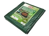 JUFOL Mehrzweck-Gartenplane (Yard Tarp) (Dunkelgrün/silbern, 2 x 2 m, 4 Schlaufen an den Ecken, flexibel einsetzbar, für Gartenarbeiten, Abdeckplane, Mehrzweckplane) 89731