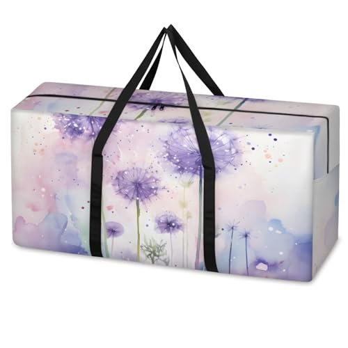 Mystical Dandelion Extra Large Moving Bags Heavy Duty Storage Bags Graffiti Dandelion Cloth Wrap Around Handles Double Zipper Reusable Convenient Foldable Storage Tote for Travel Camping Space Save
