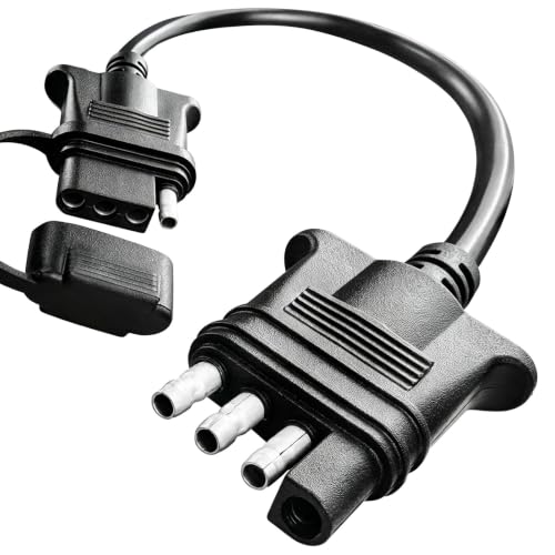 Image of 12-Inch 4-Pin Trailer Connector - 18 AWG Heavy Duty Shielded 4-Way Flat Trailer Light Extension Cable, 1-Foot Quick Bridge Connection with Waterproof Cap, Thick Rugged Copper Tail Light Wiring Harness