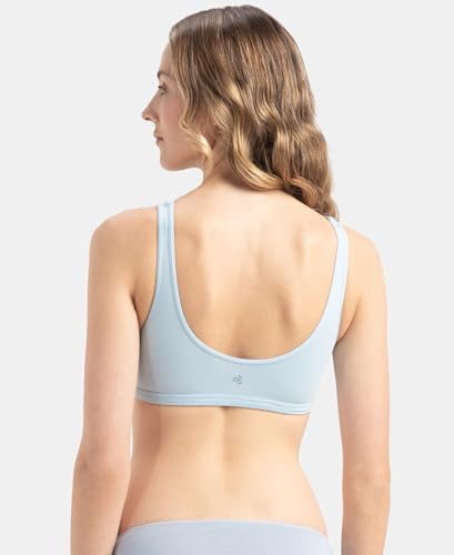 Image of Jockey 1550 Women's Super Combed Cotton Elastane Stretch Slip On Crop Top with Stay Fresh Treatment Bra