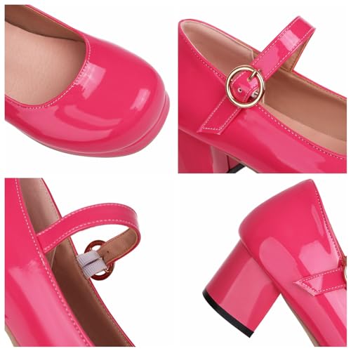 Chunky Heel Mary Jane Pumps Round Toe Ankle Strap Shoes for Women Sweet Platform Cosplay Dress Shoes3