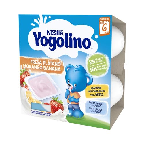 4 PACKS YOGOLINO Postre lácteo natural sin azúcares añadidos especial para niños desde 6 meses YOGOLINO de Nestlé 4 PACKS DE 4 x 100 g. (Fresa y platáno)