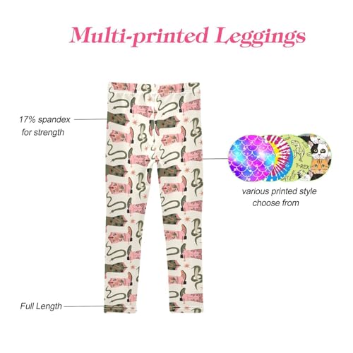CaTaKu Girls Leggings Cowboy Boots Western Snake Leggings for Girls Kids Athletic Workout Yoga Pants Size 4-10T4