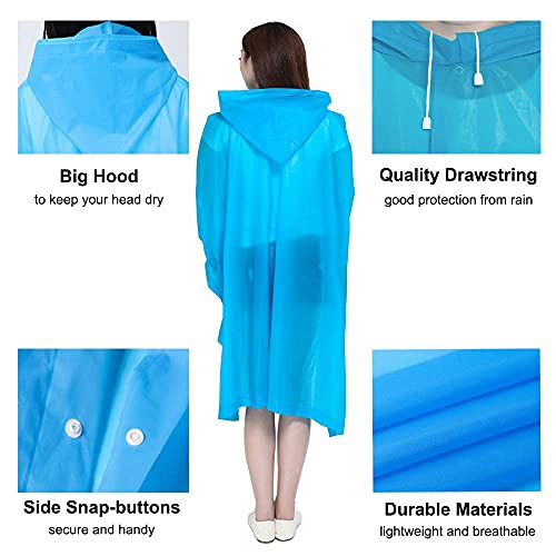 Image of Rain Poncho for Kids Boys Girls - 2 Pack Reusable Waterproof Rain Coat Jacket for Teen Disney, Clear Pink Yellow Blue Purple