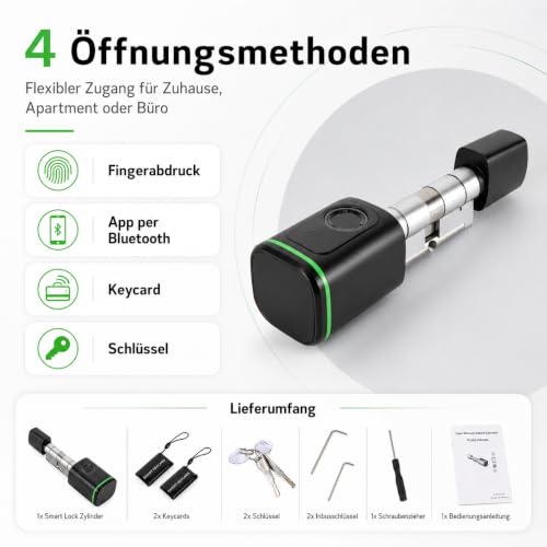 Cylindre de serrure de porte intelligent avec application Bluetooth et badge