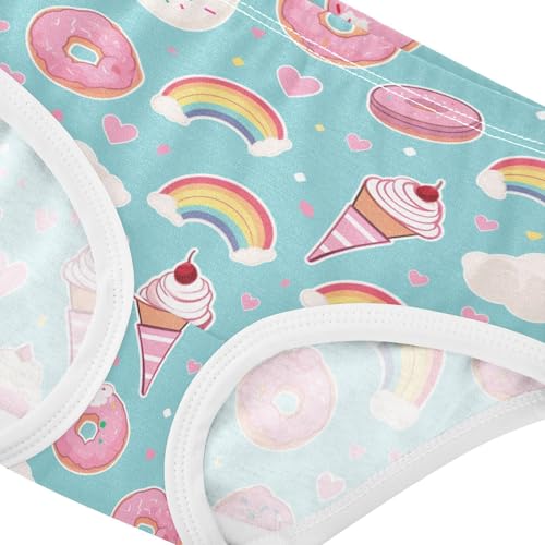 Wusikd Cupcakes Doughnuts Girls' Underwear Cotton Rainbows Girls Briefs Soft Toddler Underwear 2T4
