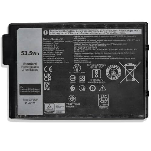 Image of 53.5Wh XVJNP Laptop Battery Replacement for Dell Latitude 5430 Rugged Latitude 7330 Rugged Series 6JRCP 06JRCP M0TN3 0M0TN3 KD1CT 451-BCWQ 11.4V