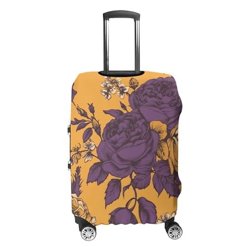 Travel Luggage Cover Elastic Washable Suitcase Cover Fashion Scratch-Resistant Baggage Covers Roses And Purple Flowers Suitcase Protector Fit 18-32 Inch Luggage4