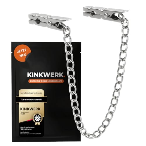 KINKWERK Nippelklemmen mit Kette | BDSM Metall Klammern aus Edelstahl | Wäscheklammern-Design | Nipples Clamps für Bondage Dominanz & Reizverstärkung | Sexspielzeug für Paare