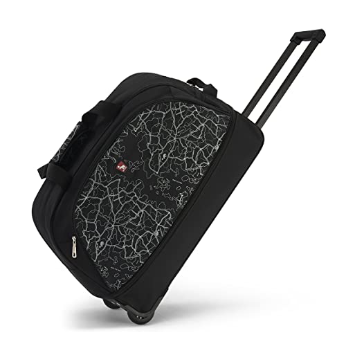OIWAS Travel Duffle Bag with Wheels, Small 22 inch Carry On Luggage, Rolling Duffle Bag Weekend Tote Suitcase Expandable 53L to 60L Men Women Adult Light Black
