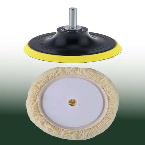 Image of MLD 5 Inch Sanding Polish Pad Hook&Loop Backing Sander Female Thread M10 with Twist Wool Pads KQCP-101 (5inch,M10 Plastic) Pack of -1, Multicolor