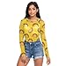 Food Taco Yellow See Through Tops for Women Mesh Sheer Tops Long Sleeve Women Blouse Zipper Handle Swimming Pool Beach Camping Size S