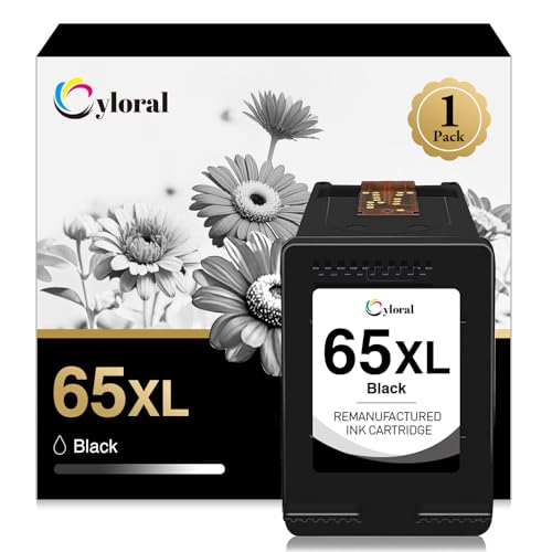 Cyloral 65XL Remanufactured Ink Cartridge Replacement for Envy 5055 5052 5058 Printer High Yield Combo Pack for HP 65 XL (1 Black)