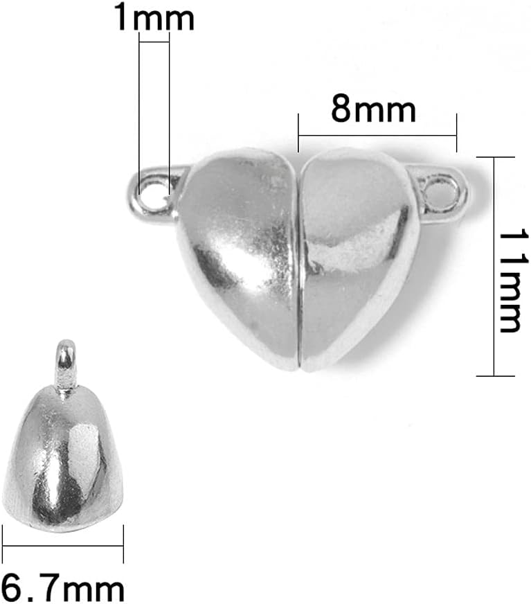 20Pcs Silver Friendship Heart Charm Necklaces, Necklace Layering Clasps, Metal Love Buckle Pendant Heart Shape Necklace Clasp Closures Bracelet Extender Jewelry Clasps, Jewelry Findings - Image 9
