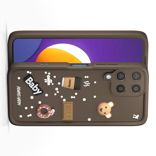 Image of Compatible for Samsung Galaxy M32 4G Cute Fun 3D Ball Cartoon Coffee Liquid Silicone Soft Case Phone Case Back Cover for Samsung Galaxy M32 4G (Brown)